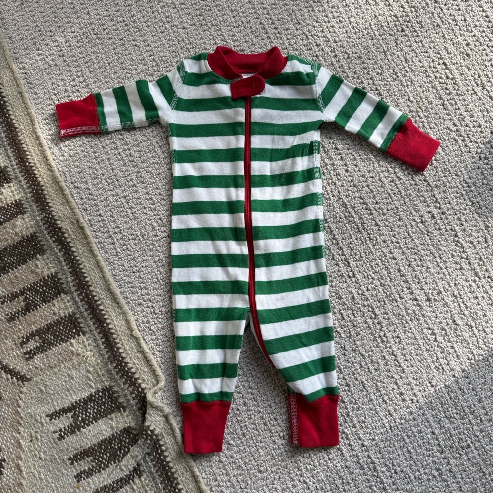 Hanna Andersson Christmas Green Stripe Pajamas